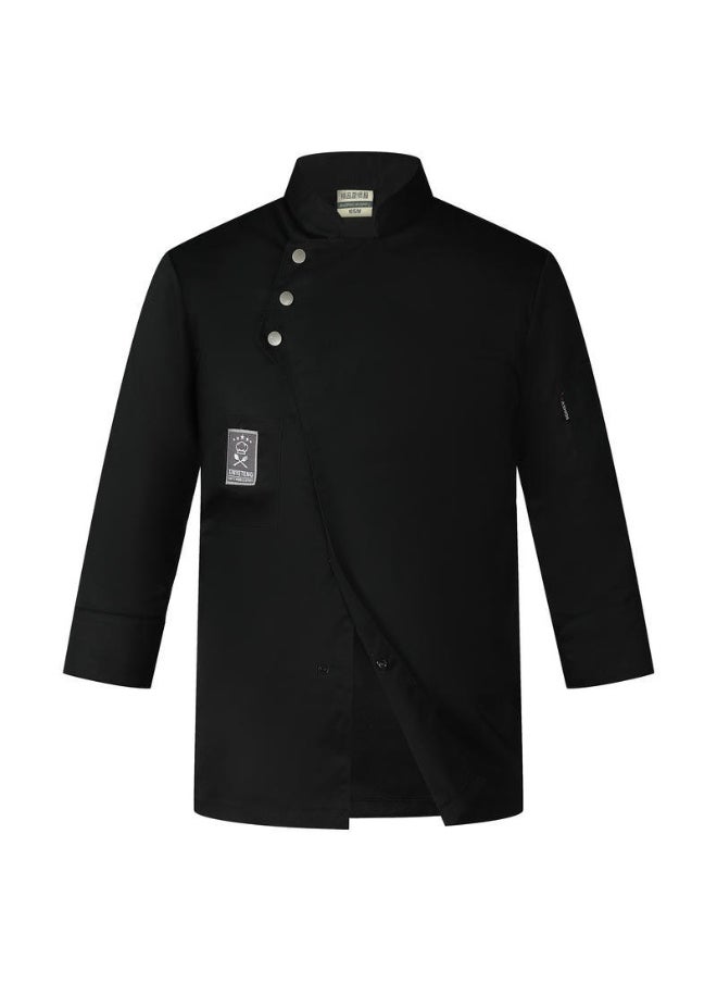 NIBEMINENT Chef Coat Cotton Blend Restaurant Chef Uniform Stylish Chef Uniform with Stand Collar Double-breasted Design for Bakery  - Image 1