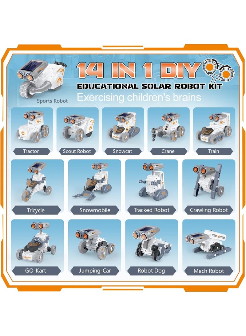 Barakah STEM Robot Kit, 14 in 1 Solar Powered Educational DIY Robotics Toy, Science Building Kit with 191 Pieces, Battery Optional, Hands On Learning for Boys Girls Age 8-13, 1 Set - Image 3