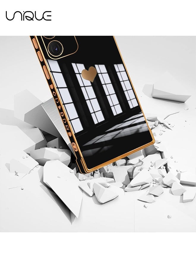 Unique Compatible with Samsung Galaxy A53 5G Case Love Heart Plating Wristband Luxury Elegant Case Camera Protector Soft TPU Kickstand Protective Corner Back Cover Galaxy A53 5G Case - Black - Image 3