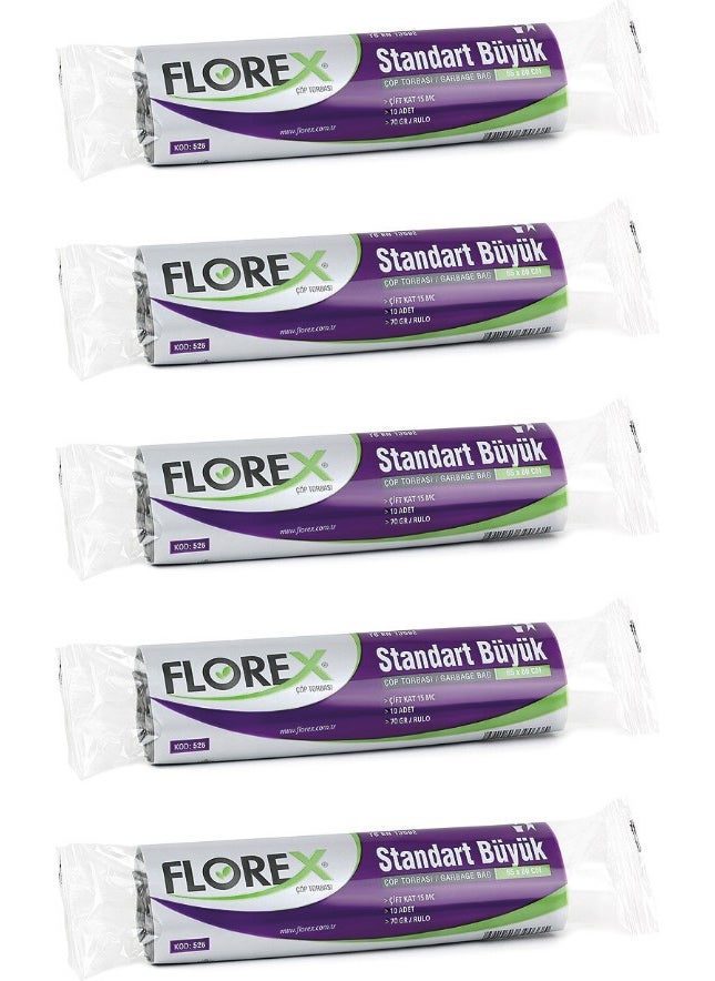 Florex - Standard Large Size Garbage Bag Black 65 x 80 cm 5 x 10 Packs - Image 1