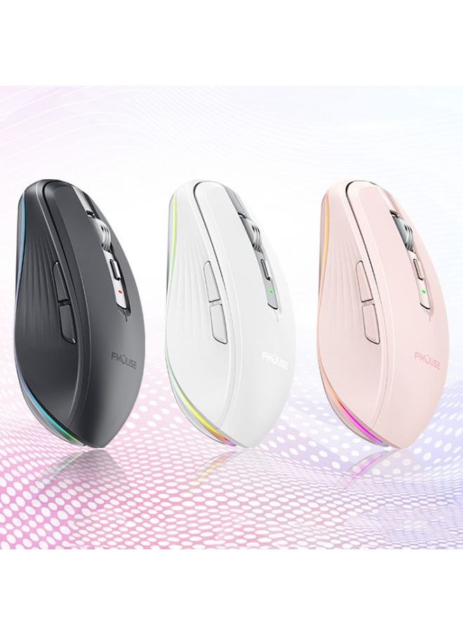 BURAQ Fmouse M303 2400DPI Bluetooth&2.4G Dual Modes Rechargeable RGB Mouse(Gray)  - Image 2