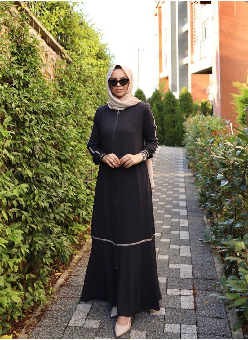 OLUDENIZ - Luxurious Turkish-Made Abaya Dress for Girls - A Perfect Blend of Elegance and Modern Sophistication - Image 1