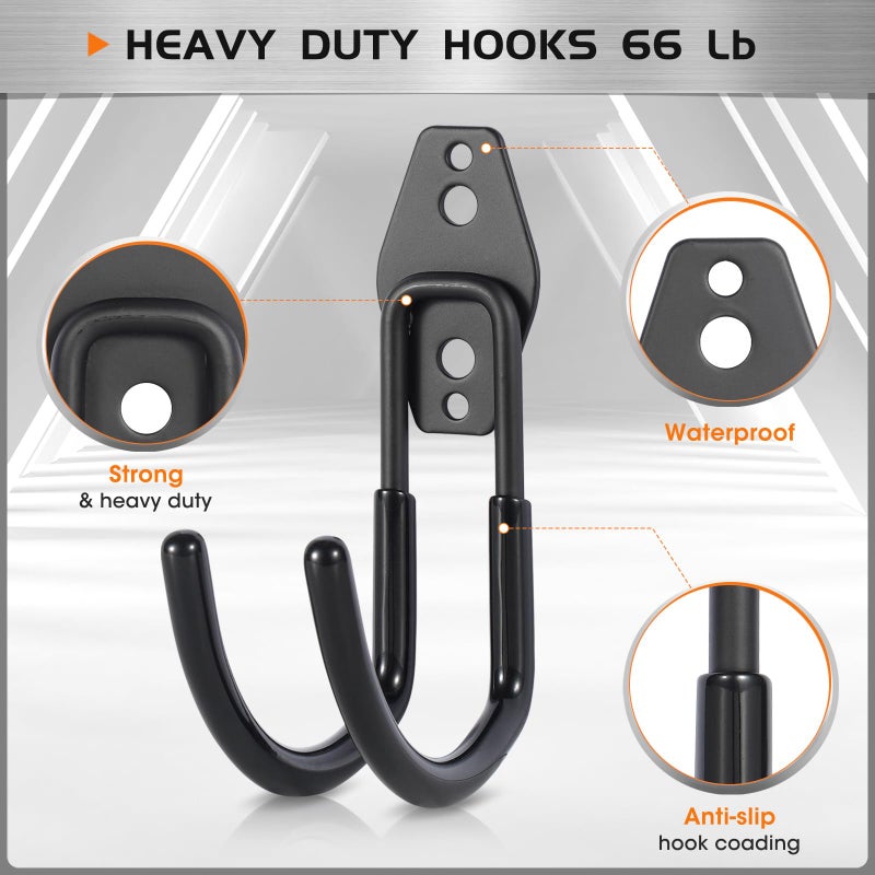 Pruite Hose Hanger Wall Mount 2 Pack,Heavy Duty Hose Holder with Screws Metal Hose Hangers for Outside,Hose Rack Suitable for Garage,Garden and Yard,Black - Image 4