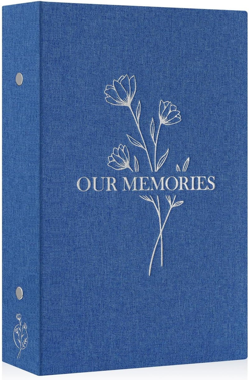 Lanpn Photo Album 6x4 Slip in, OUR MEMORIES Linen 300 Pockets Photo Albums Holds Landscape Only 10x15cm Picture Blue - Image 1