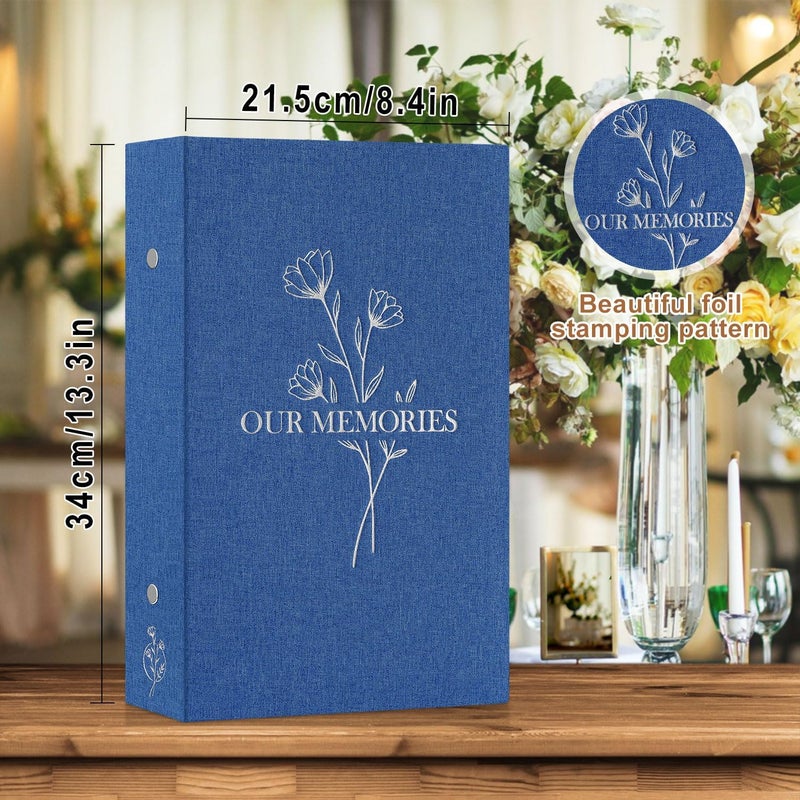 Lanpn Photo Album 6x4 Slip in, OUR MEMORIES Linen 300 Pockets Photo Albums Holds Landscape Only 10x15cm Picture Blue - Image 2