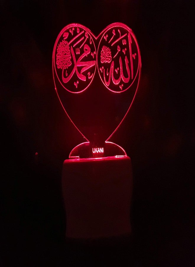 UKANI 3D Night Lamp Allah Mohammad Design for Home/Bedroom/Gift (Size 3 Inch) Multi Color - Image 1