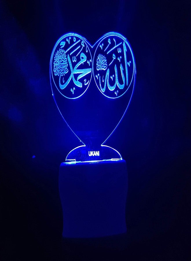 UKANI 3D Night Lamp Allah Mohammad Design for Home/Bedroom/Gift (Size 3 Inch) Multi Color - Image 3