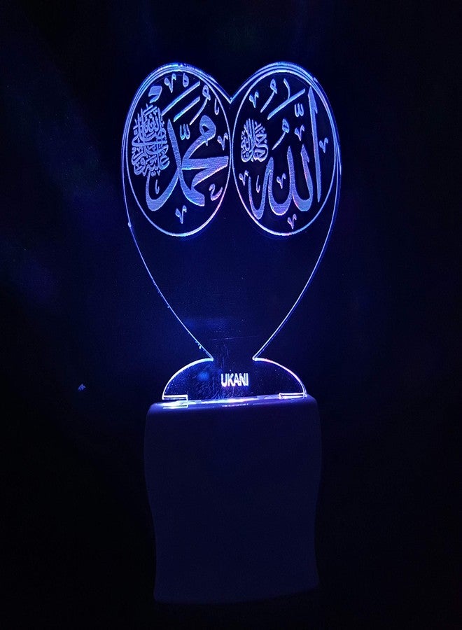 UKANI 3D Night Lamp Allah Mohammad Design for Home/Bedroom/Gift (Size 3 Inch) Multi Color - Image 4