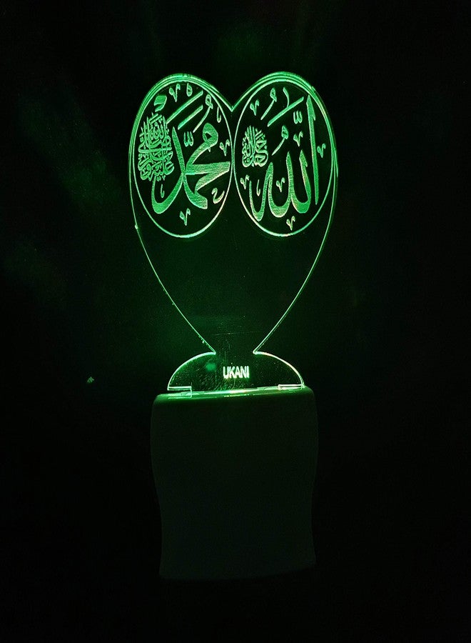 UKANI 3D Night Lamp Allah Mohammad Design for Home/Bedroom/Gift (Size 3 Inch) Multi Color - Image 2