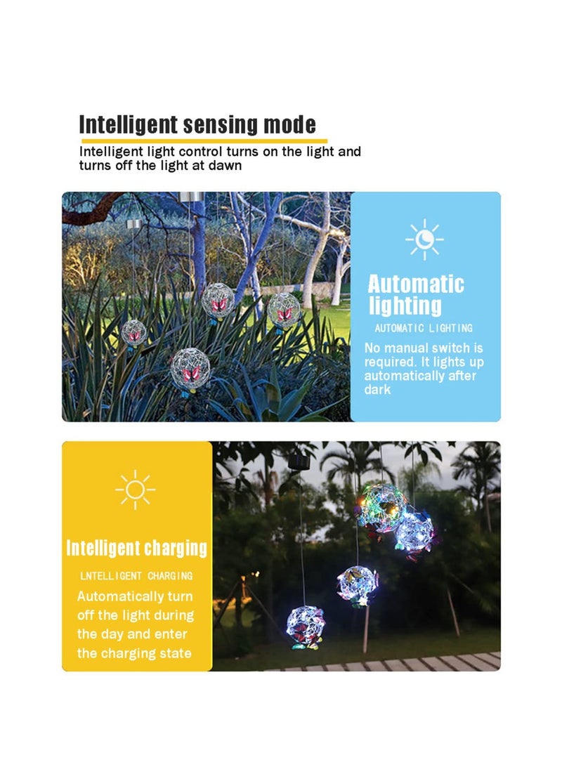 SYOSI Solar Garden Light, Decoration Hanging Butterfly Ball, Solar Lights Outdoor Garden Ornament, Metal Aluminum Waterproof Solar Powered Lanterns, for Yard Garden Pathway Balcony Patio Yard - Image 5
