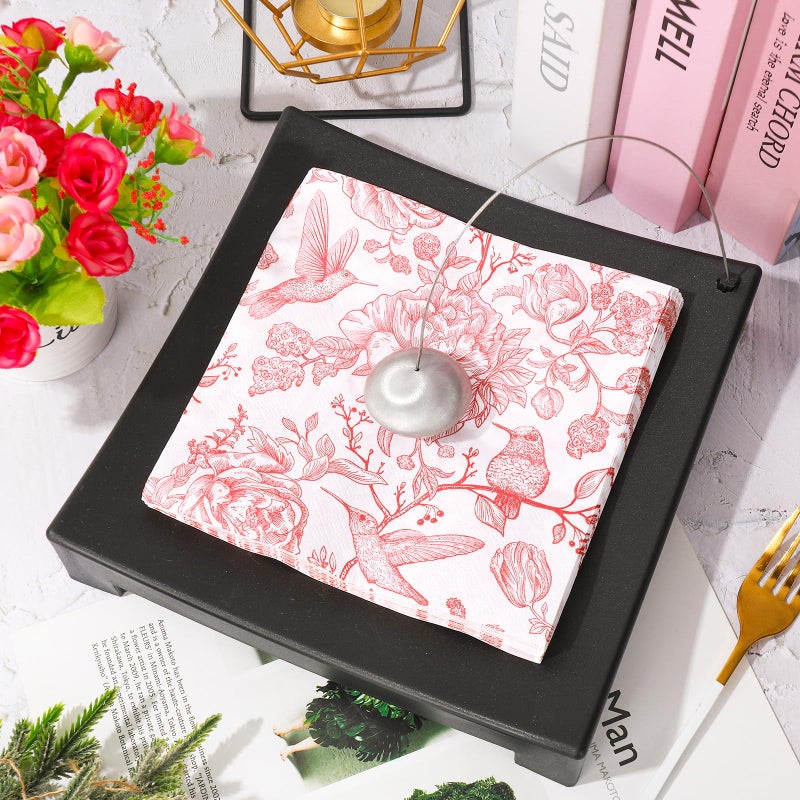 AnyDesign 80Pcs Pink Floral Paper Napkin Vintage Flower Bird Luncheon Napkin Disposable Dinner Napkin for Home Kitchen Tea Party Supplies  - Image 4