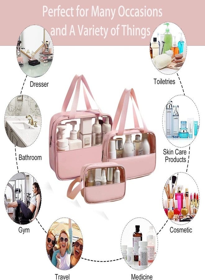 HOOPOES Travel Toiletry Pouch for Women & Men, Portable Cosmetic Organizer Bag for Full-Sized Shampoo, Brushes Set, Toys, Stationery, Bathroom & Makeup Accessories (Pink+Blue, 3 pcs Set) - Image 4