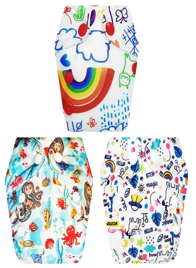 Dumbledo Premium Newborn Cloth Diaper with Integrated Insert (Pack of 3) | Snug Fit | Reusable & Washable | Adjustable Snaps | All-Day Wear | 0 - 4 Months | Unisex Baby - Image 1