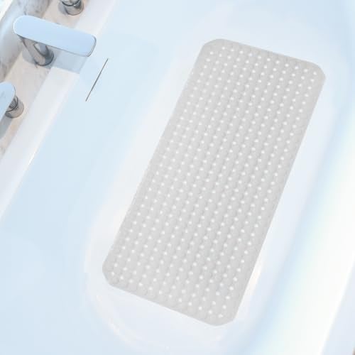 SELIBRE Extra Large Non-Slip Bathtub Mat, 36x17” TPR Shower Mat with 198+ Suction Cups, Bath Mat for Elderly/Kids, Machine Washable & Fast Drainage, Foot Massage Design (White, Extra Large) - Image 1