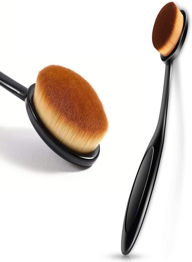 DATNASAYAD Oval Large Makeup Brushes Fast Application Liquid Cream Powder Foundation (Black 1) - Image 4
