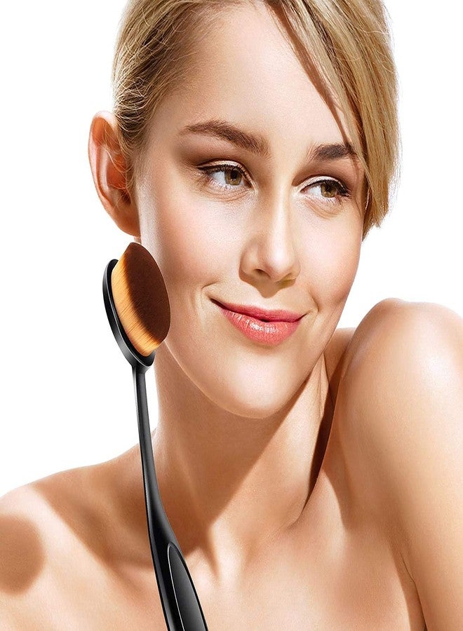DATNASAYAD Oval Large Makeup Brushes Fast Application Liquid Cream Powder Foundation (Black 1) - Image 3