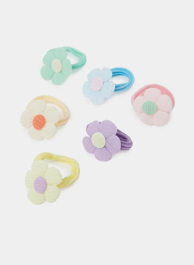 ستايلي Pack Of 6 - Girls Floral Hair Ties