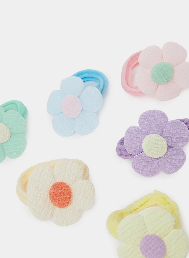 ستايلي Pack Of 6 - Girls Floral Hair Ties