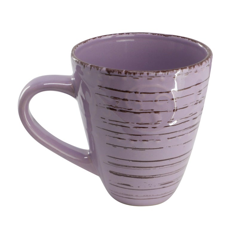 Elama Malibu Mica 16-Piece Stoneware Embossed Pattern Reactive Glaze Purple Dinnerware Set, Tableware, Serveware Set (Mica Purple) - Image 5
