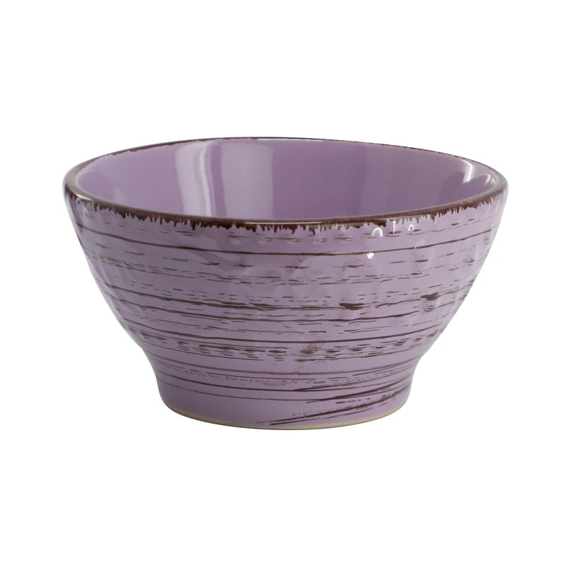 Elama Malibu Mica 16-Piece Stoneware Embossed Pattern Reactive Glaze Purple Dinnerware Set, Tableware, Serveware Set (Mica Purple) - Image 4