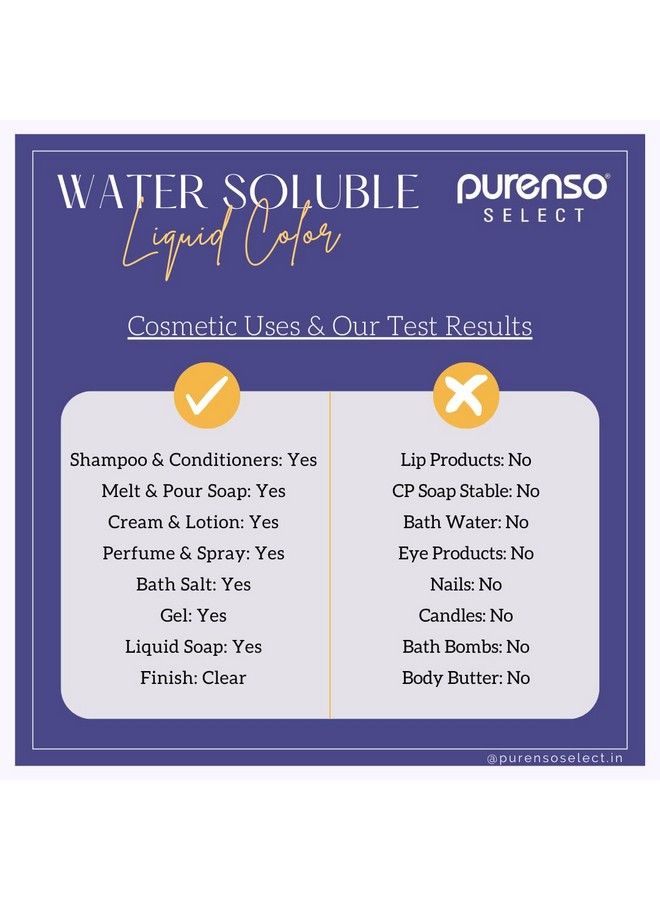 PURENSO Select Set Of 8 Colors Water Soluble Color (10G Each X 8 Bottles) I Food Grade Coloring For Diy Soap Shampoo Cream Lotion Making Dye  - Image 3