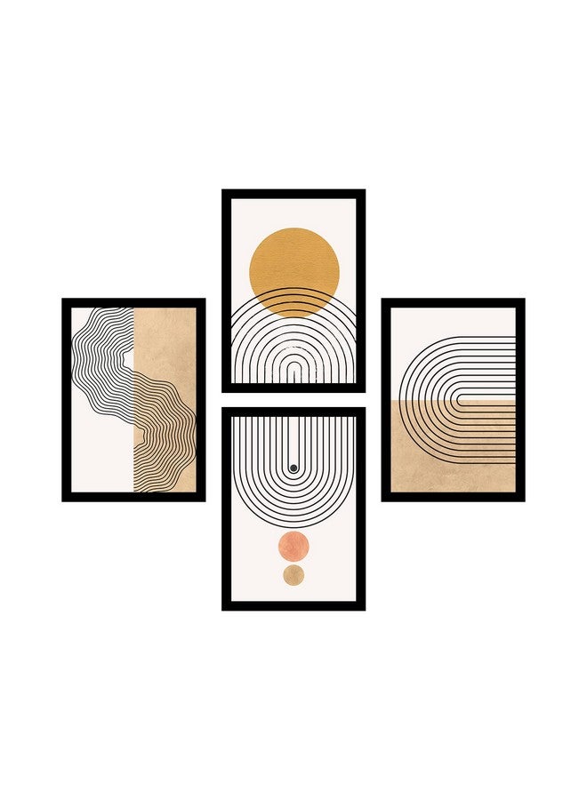 MyTees paintings BOHO Set of 4 Modern Art Premium Brown frame Bohemian Painting for Wall Decoration Digital Reprint 13.5 inch x 10.5 inch Bohemian Painting (With Frame, Pack of 4) B164K5 - Image 1
