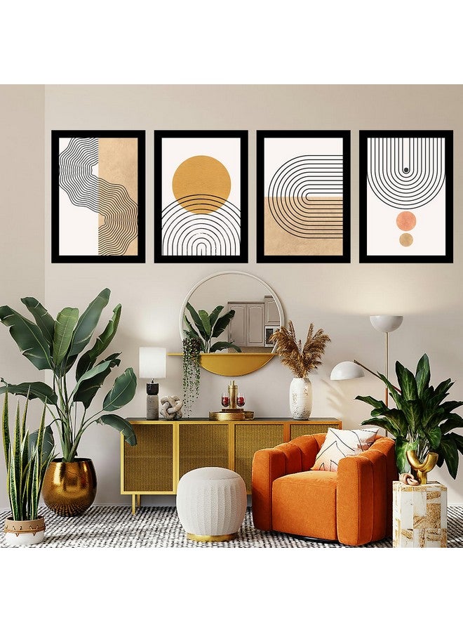 MyTees paintings BOHO Set of 4 Modern Art Premium Brown frame Bohemian Painting for Wall Decoration Digital Reprint 13.5 inch x 10.5 inch Bohemian Painting (With Frame, Pack of 4) B164K5 - Image 3