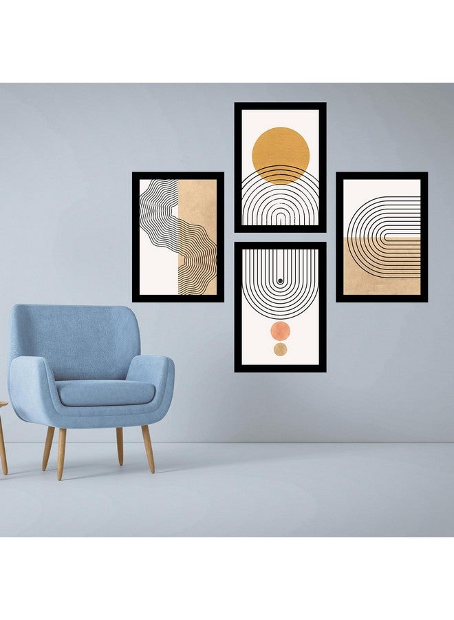 MyTees paintings BOHO Set of 4 Modern Art Premium Brown frame Bohemian Painting for Wall Decoration Digital Reprint 13.5 inch x 10.5 inch Bohemian Painting (With Frame, Pack of 4) B164K5 - Image 2