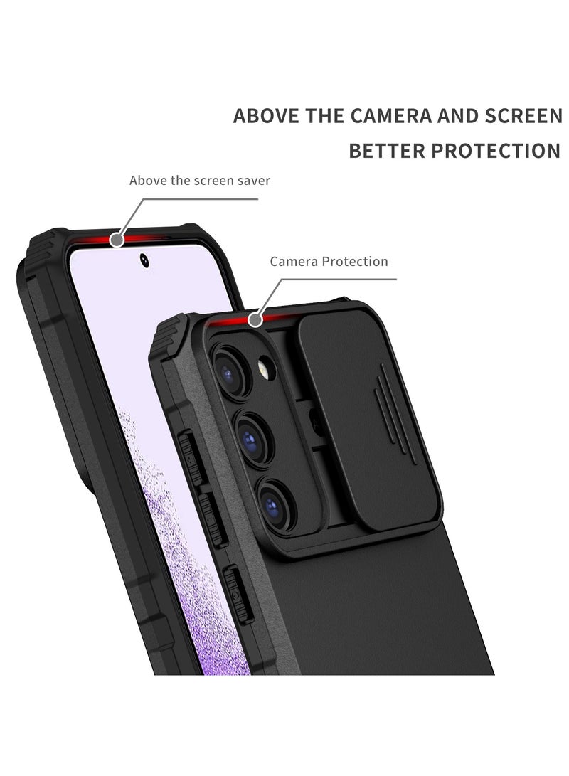 Samsung Galaxy S23 Black Mobile Phone Case Cover, Innovative Telescopic Bracket, Sliding Protection Camera Window, Bumper Shockproof Phone Back Cover  - Image 3