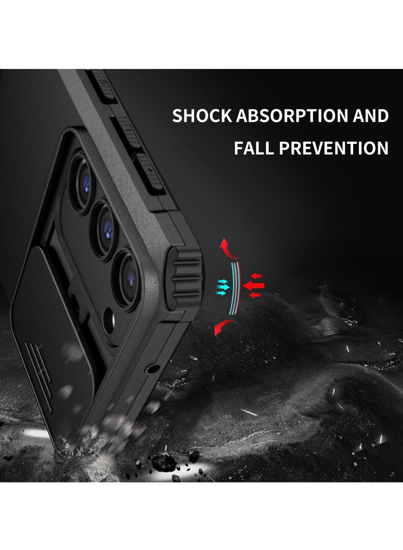 Samsung Galaxy S23 Black Mobile Phone Case Cover, Innovative Telescopic Bracket, Sliding Protection Camera Window, Bumper Shockproof Phone Back Cover  - Image 4