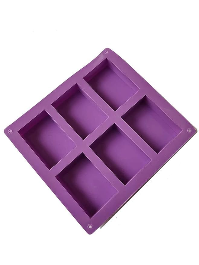 KITCHOOK Soap Moulds Silicone 6Cavity Rectangle DIY Silicone Soap Molds Simple Elegant Classic Design Soap Mould for Making Handmade soap Craft Mould Candle Making Easy Making Purple