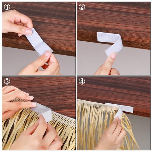 Fovths 2 Packs Luau Grass Table Skirt Fringe Straw Grass Skirt 108 x 30 Inch Hibiscus Hawaiian Table Skirts Rectangle Tropical Luau Party Decorations for Hawaiian Luau Decorations - Image 4
