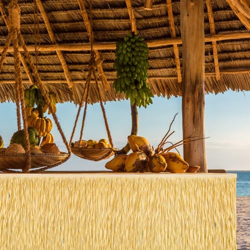 Fovths 2 Packs Luau Grass Table Skirt Fringe Straw Grass Skirt 108 x 30 Inch Hibiscus Hawaiian Table Skirts Rectangle Tropical Luau Party Decorations for Hawaiian Luau Decorations - Image 5