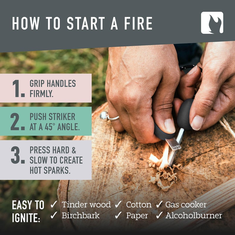 Light My Fire أداة إشعال النار من لايت ماي فاير - قضيب فيرو و أداة بقاء - مجموعة إشعال النار من المغنيسيوم - 3/8 بوصة 2 في 1 لإشعال النيران في المخيمات 12,000 ضربة - Image 4