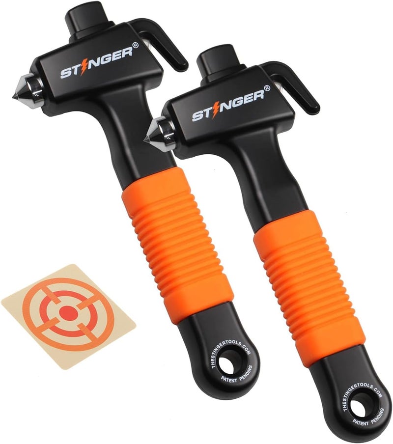 STINGER Super Duty Car Emergency Escape Tool - Hardened Carbon Steel Safety Hammer, Spring-Loaded Window Breaker, Razor-Sharp Seat Belt Cutter, Life-Saving Rescue Tool (Orange and Orange) - Image 1