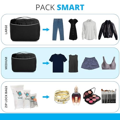 bago 7 Pcs Packing Cubes for Travel - 4 Travel Packing Cubes for Suitcases with 3 ZipLock Bags - Luggage Organizer Bags to Get Maximum Storage, Save Time & Effort to Pack (Black) - Image 4