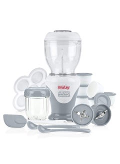 Nuby Nuby Mighty Blender with Cookbook - 22-Piece Baby Food Maker Set for Different Baby Weaning Stages - Cool Gray Design  - Image 1