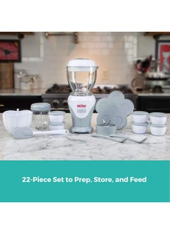 Nuby Nuby Mighty Blender with Cookbook - 22-Piece Baby Food Maker Set for Different Baby Weaning Stages - Cool Gray Design  - Image 2
