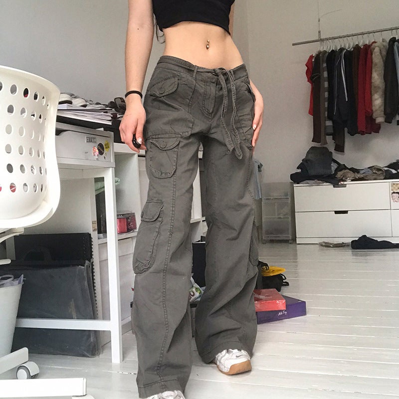 American Style High Street Vintage Multi-Pocket Old Overalls Trousers for Men and Women Cool Street Loose Slimming Straight Trousers Trend - Image 1