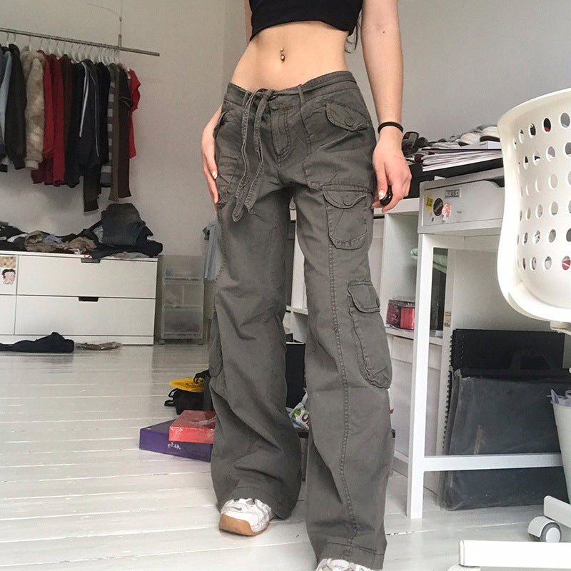 American Style High Street Vintage Multi-Pocket Old Overalls Trousers for Men and Women Cool Street Loose Slimming Straight Trousers Trend - Image 2