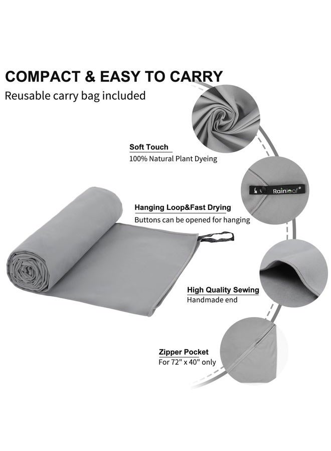 Rainleaf (Medium (50cm x 100cm), Gray) - Microfiber Towel Perfect Travel & Sports & Beach Towel. Fast Drying - Super Absorbent - Ultra Compact. Suitable for Camping, Backpacking,Gym, Beach, Swimmi... - Image 3