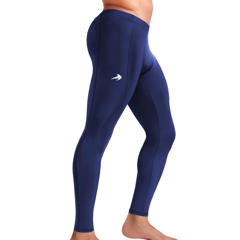 CompressionZ Men's Compression Performance Pants for Workout, Sports | Base Layer Running Tights Leggings (Navy, Medium)