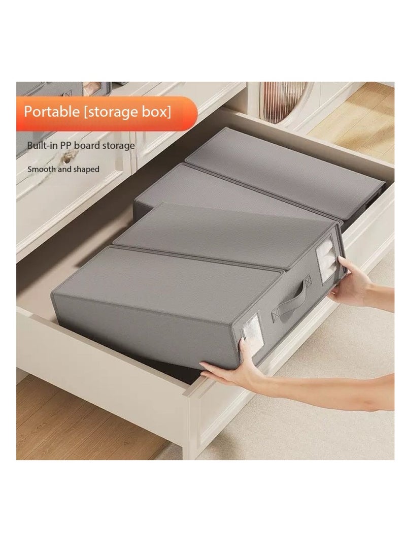 Bed Sheet Organizer,Foldable Sheet Set Organizer with Visible Window & Label,Bedding Storage Box for Duvet Covers, Blankets & Linens,Sturdy Oxford Fabric, Breathable & Moisture-Proof Closet Organizer(2pack-Black)  - Image 3
