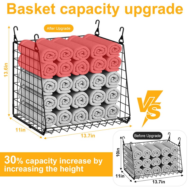 Sonyabecca 4-Pack Hanging Laundry Room Organizerï¼šFoldable Laundry Room Organizaton Wire Basket with 360Â°Rotating Hooks Space Saving Over Washer and Dryer Shelves - Metal Laundry Basket Storage, Black Patent - Image 2