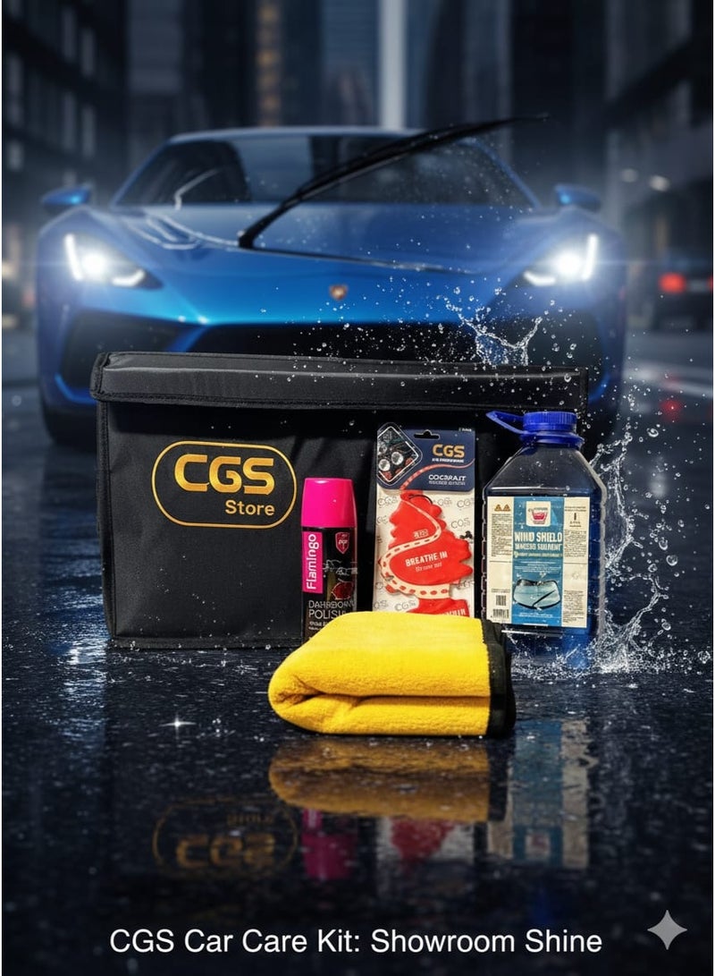 سي جي اس مجموعة العناية الكاملة بالسيارة ملمع لوحة القيادة فلامنجو، وماء مسح الزجاج من سي جي إس، ومعطر جو برائحة جوز الهند، ومنشفة غسيل ماصة (40×40 سم) - Image 2