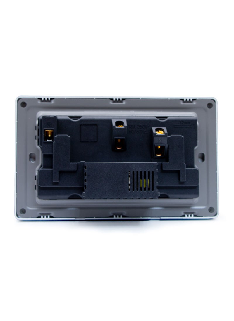 Duravel Duravel Double Wall Socket with USB Ports, 2 Switches with LED Indicators, 2100mA Charging, Grey  - Image 3