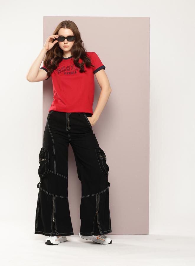 Dillinger Women Regular Fit Embroidery T-Shirt - Image 5