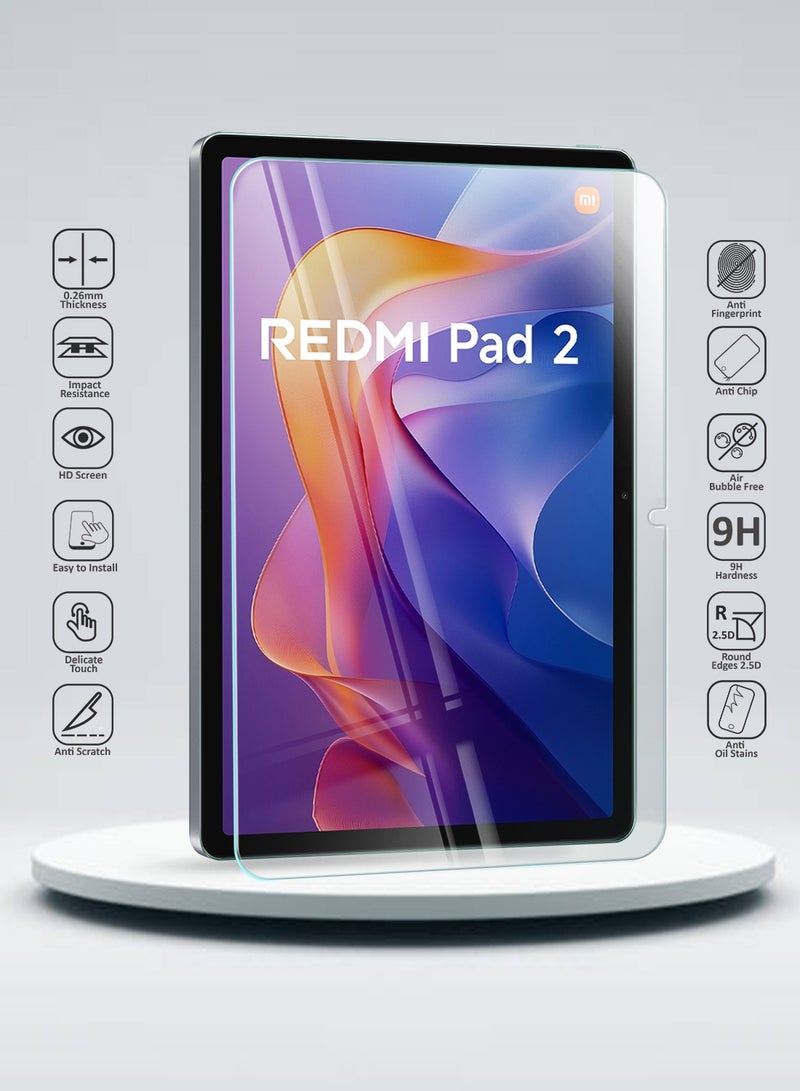 Wtech Xiaomi Redmi Pad 2 2025 (11.0 inches) WTech Premium Series Curved Edges Full Cover Tempered Glass Tablet Screen Protector (TSGPCN) - Clear - Image 2