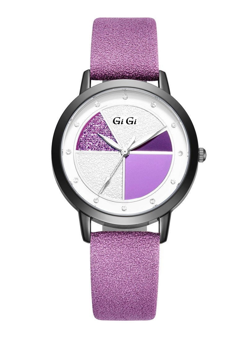 جيجي ساعة يد نسائية من جيجي انالوج بسوار جلدي وكريستال - Image 1