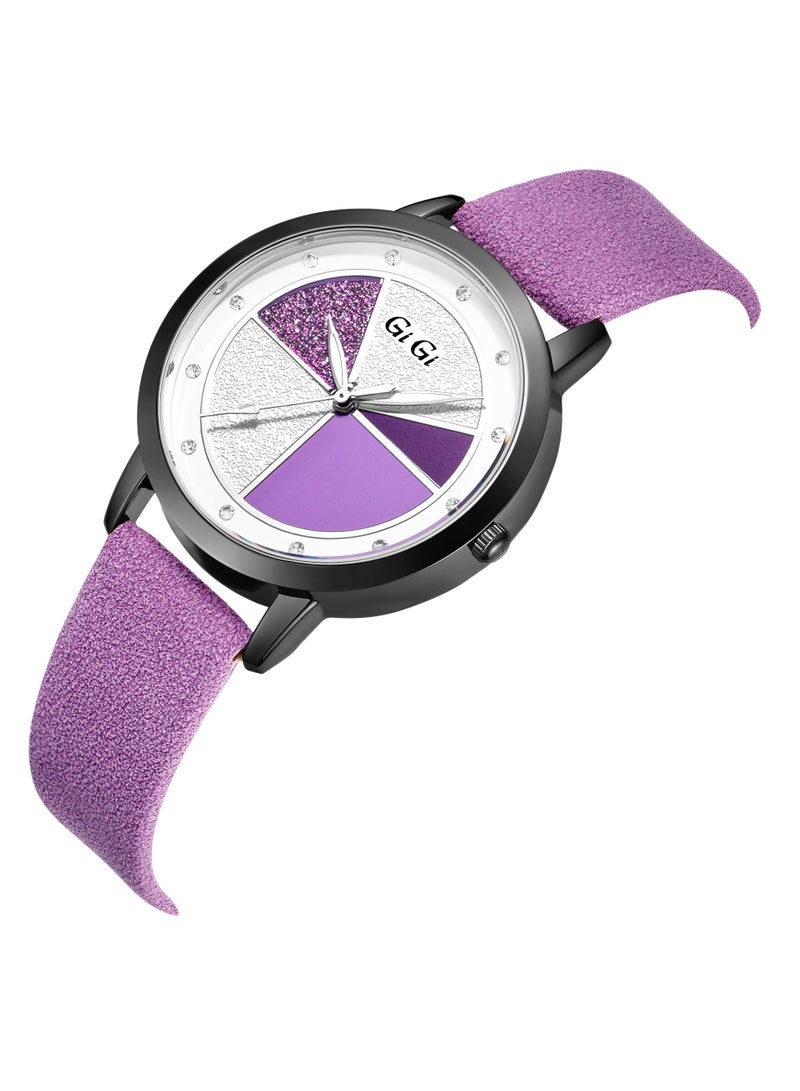 جيجي ساعة يد نسائية من جيجي انالوج بسوار جلدي وكريستال - Image 2